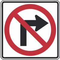 No Right Turn Symbol Sign