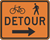 Bicycle Pedestrian Detour Right Sign 24"x18"