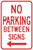 No Parking Between Signs with Left Arrow